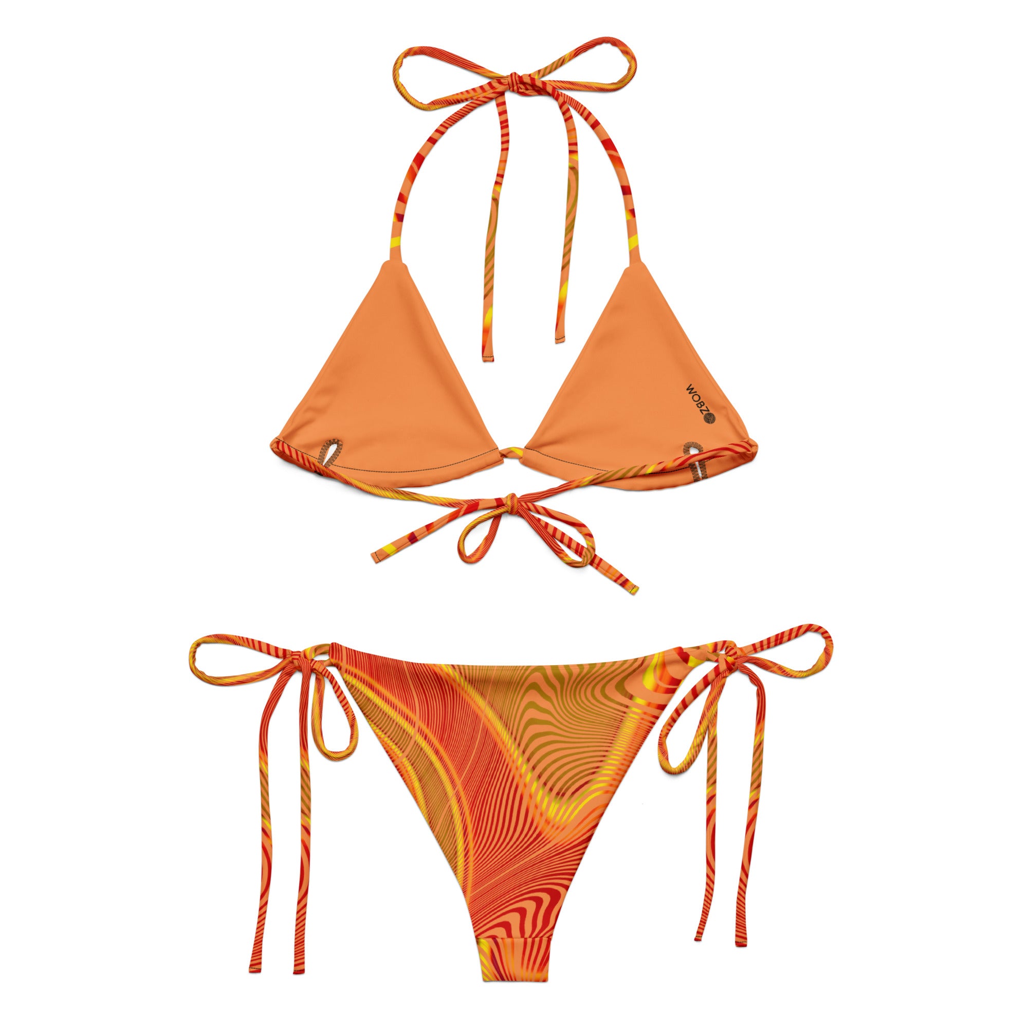 Orang smudge All-over print string bikini